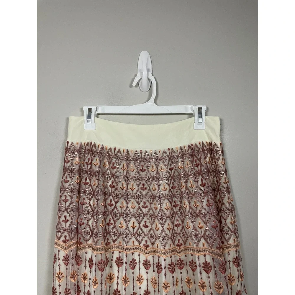 Soft‎ Surroundings Inez Maxi Skirt Size Small Embroidered Sequin Bohemian Gypsy